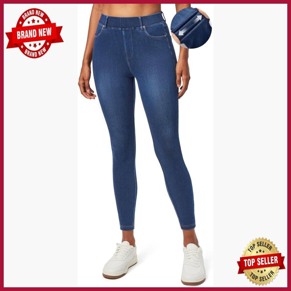 High Waist Stretchy Jeggings with Tummy Control Pockets Pull On Skinny Jeans